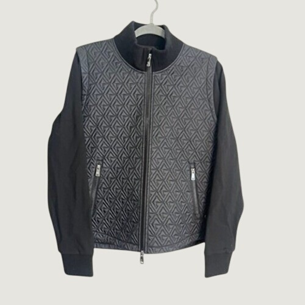 Greyson Womens Leland Hybrid Jacket Black Geometric Quilted Full Zip golf Size M